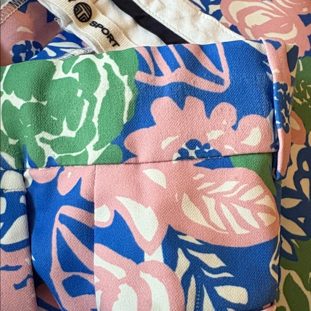 Tory Burch Sport Printed Tech Twill Golf Pants Women’s 0 Ribbon Bouquet Blue